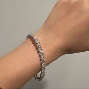 NEW Diamonique Sterling Silver Marquis Cut Tennis Bracelet